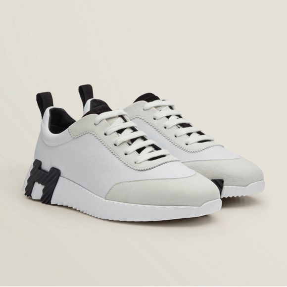 Hermes Blanc/Noir Bouncing Sneakers Size 39 Box Dust Bags - Picture 2 of 9